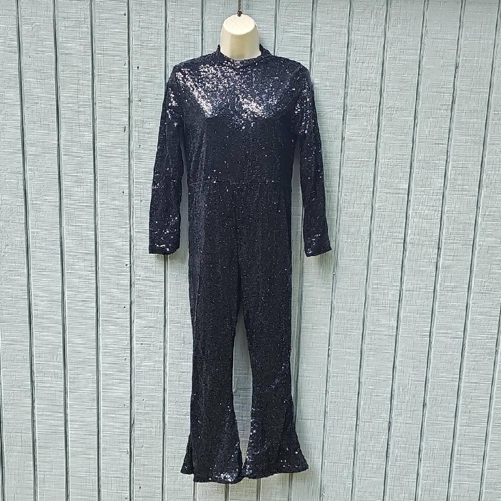 Jumpsuit Black Sequined Girls Large Unbranded Used